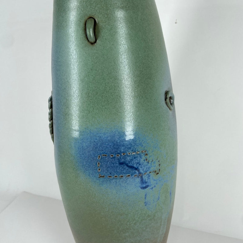 Tall Thrown Vase Blue & Green