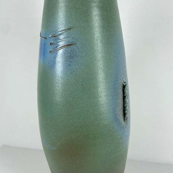 Tall Thrown Vase Blue & Green