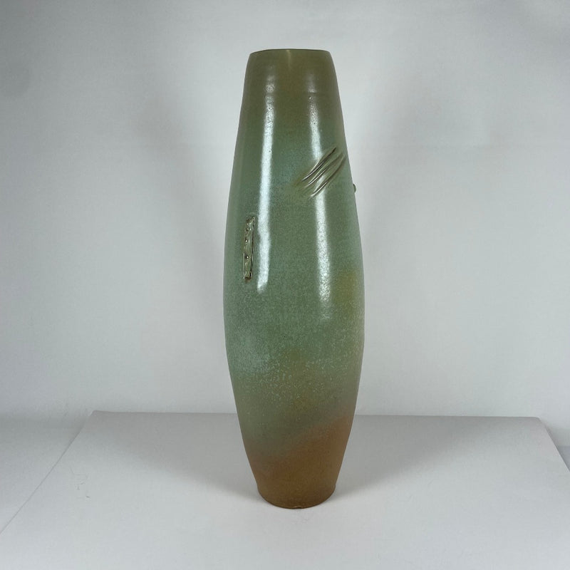 Tall Thrown Vase Green