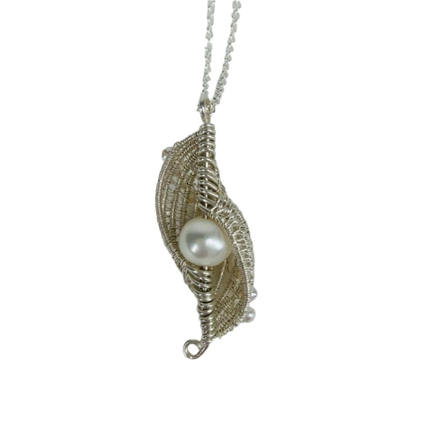 Silver Shell Necklace With Freshwater Pearls