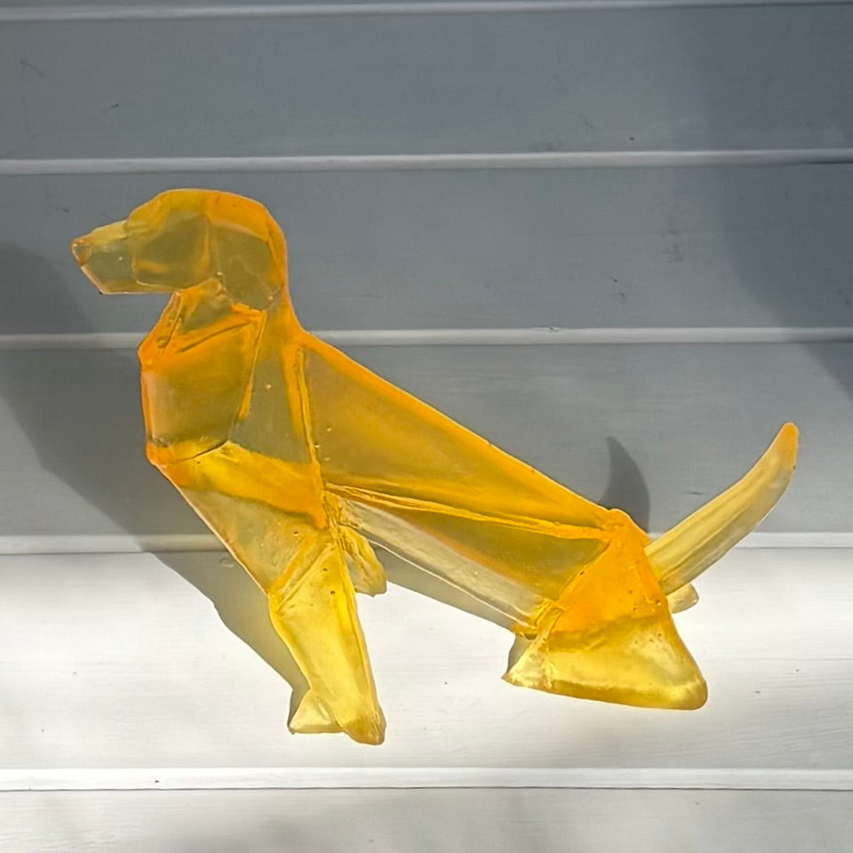 Origami Glass Dog | Large | Chardonnay