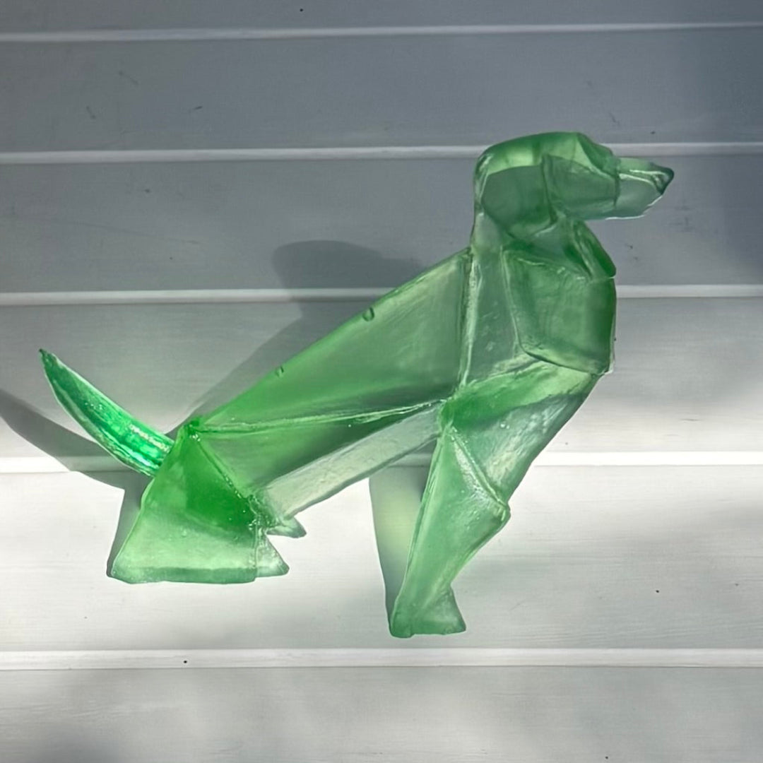 Origami Glass Dog | Large | Emerald
