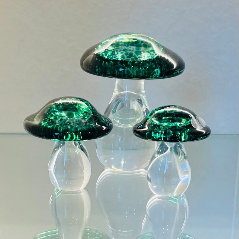 Glass Mushroom Trio Hokitika Glass Studio