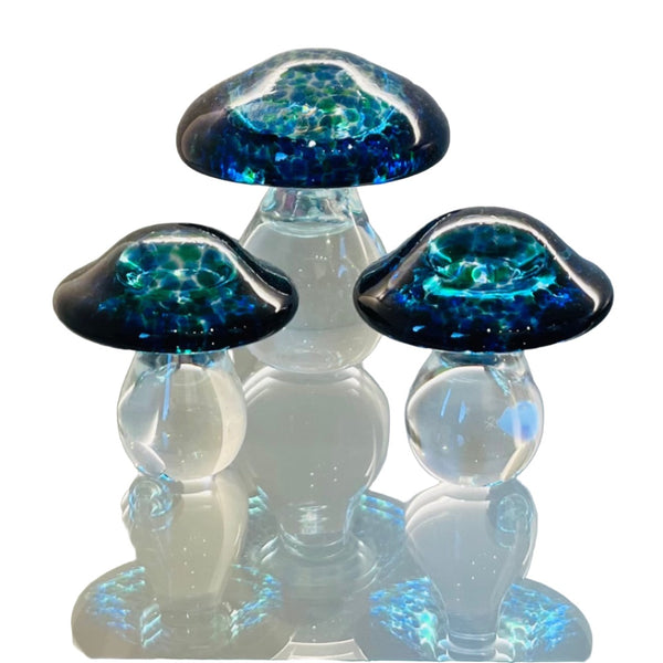 Glass Mushroom Trio Hokitika Glass Studio