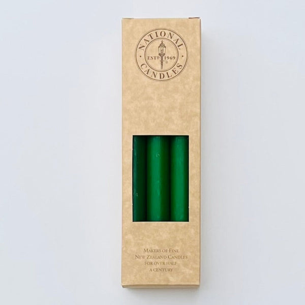 Green Taper Candles Box Of 6