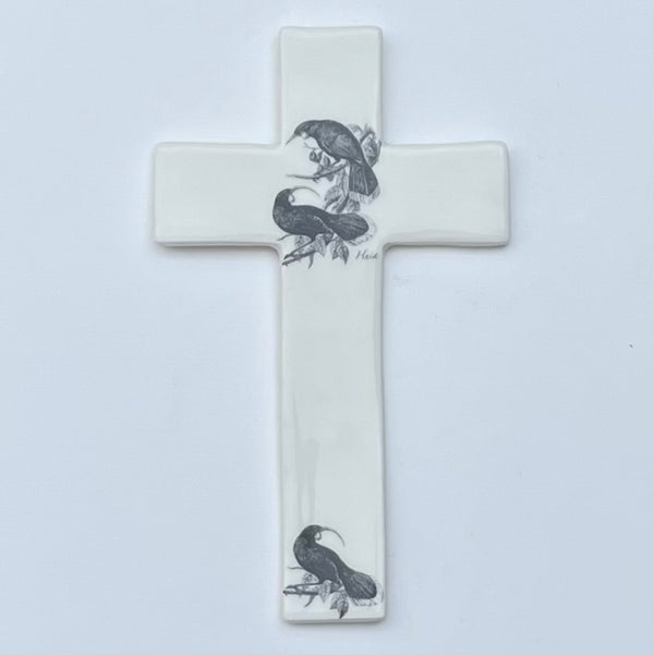 Ceramic Cross Huia Bird Trio