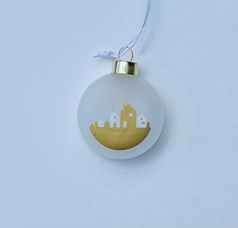 Houses Frosted Glass Christmas Bauble