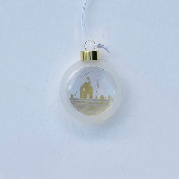 Houses Frosted Glass Christmas Bauble