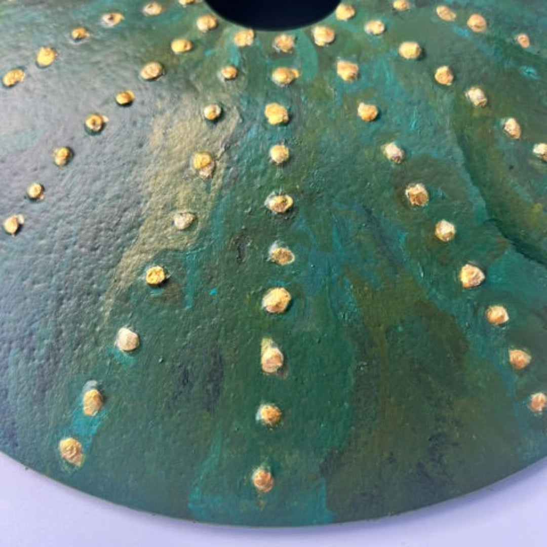 Green and Gold Kina | Glass Disc
