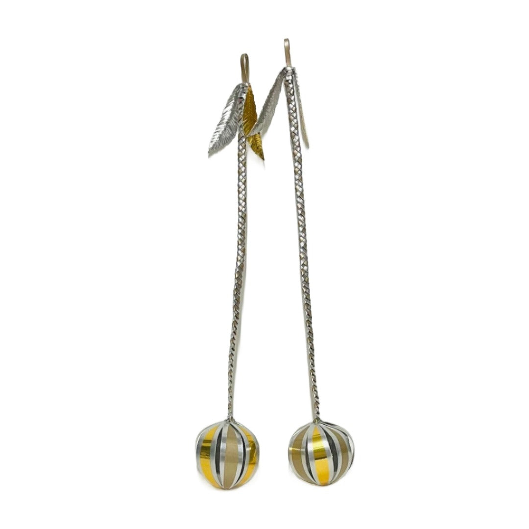 Aluminium Silver & Yellow Poi Pair