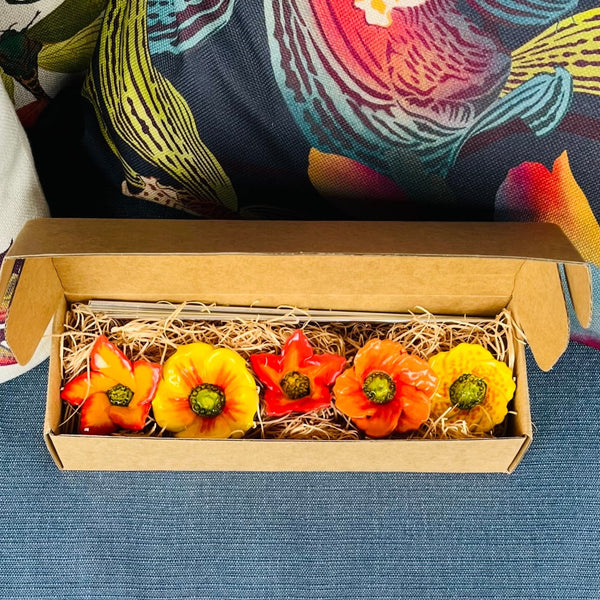Ceramic Hot Summer Flowers | Box Of 5