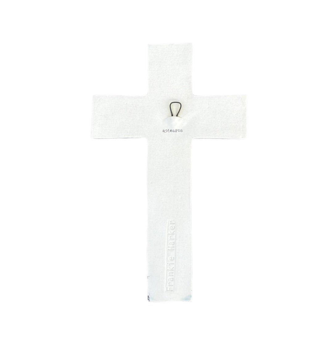 Ceramic Cross | Rangitoto With 3 Birds
