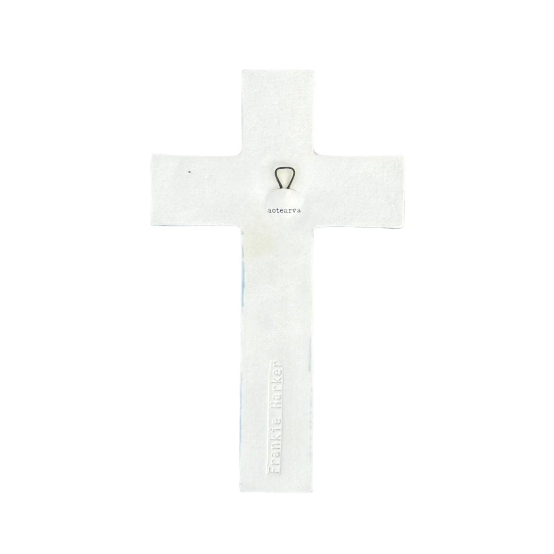 Ceramic Cross | Rangitoto With Bird