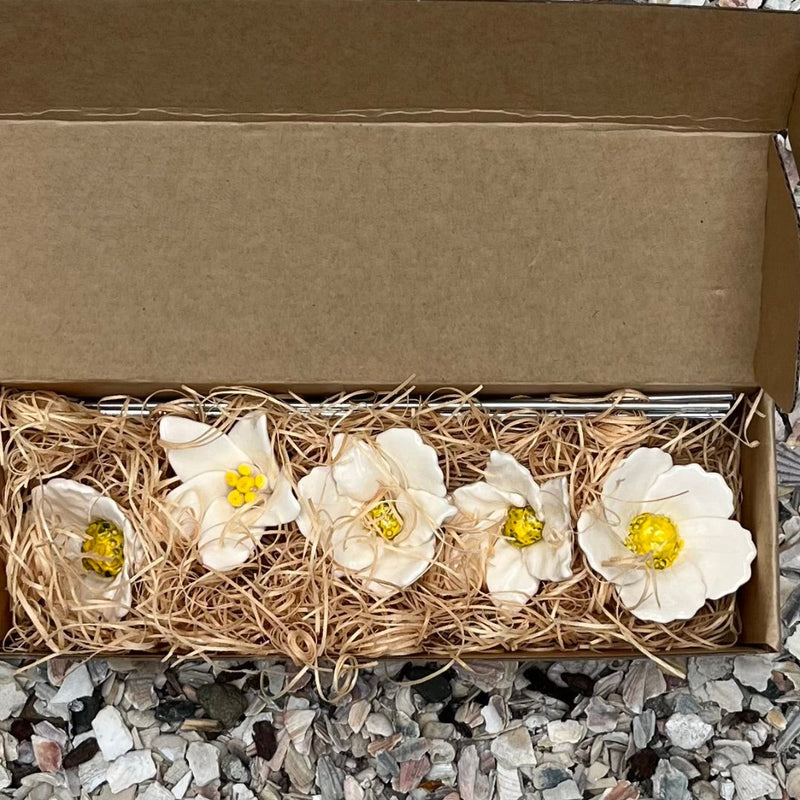 Ceramic White Flowers | Box Of 5
