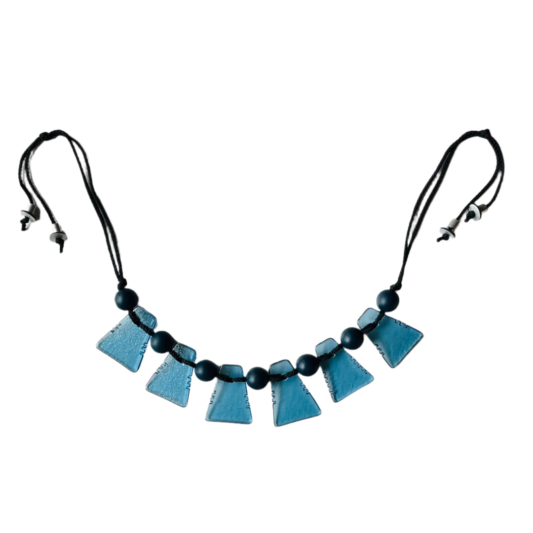 Blue Glass Wall Necklace Sculpture