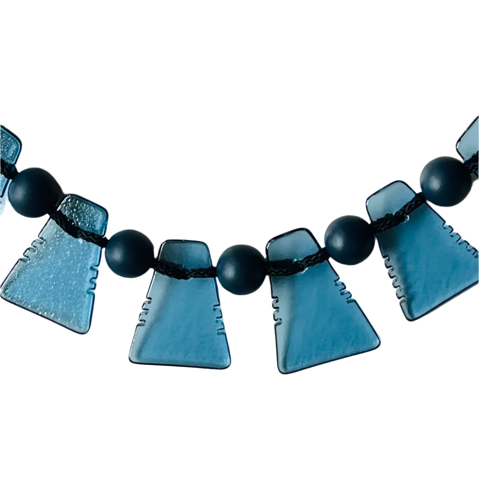 Blue Glass Wall Necklace Sculpture