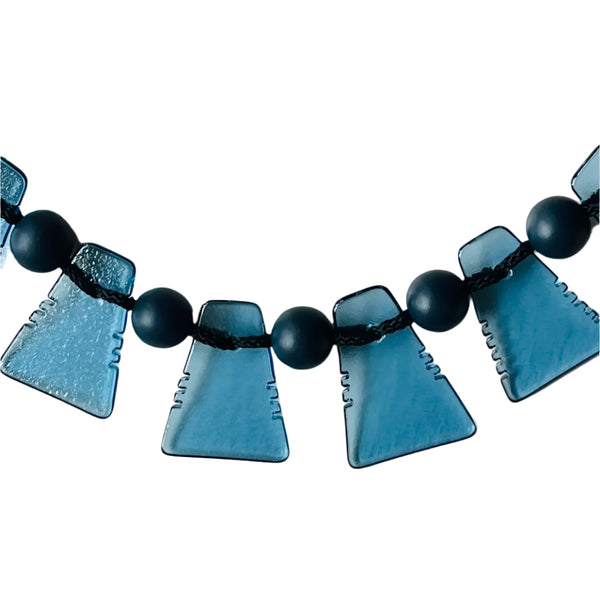 Blue Glass Wall Necklace Sculpture