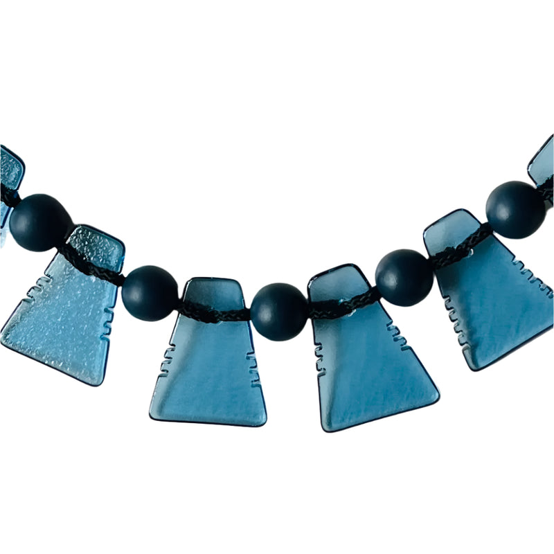 Blue Glass Wall Necklace Sculpture