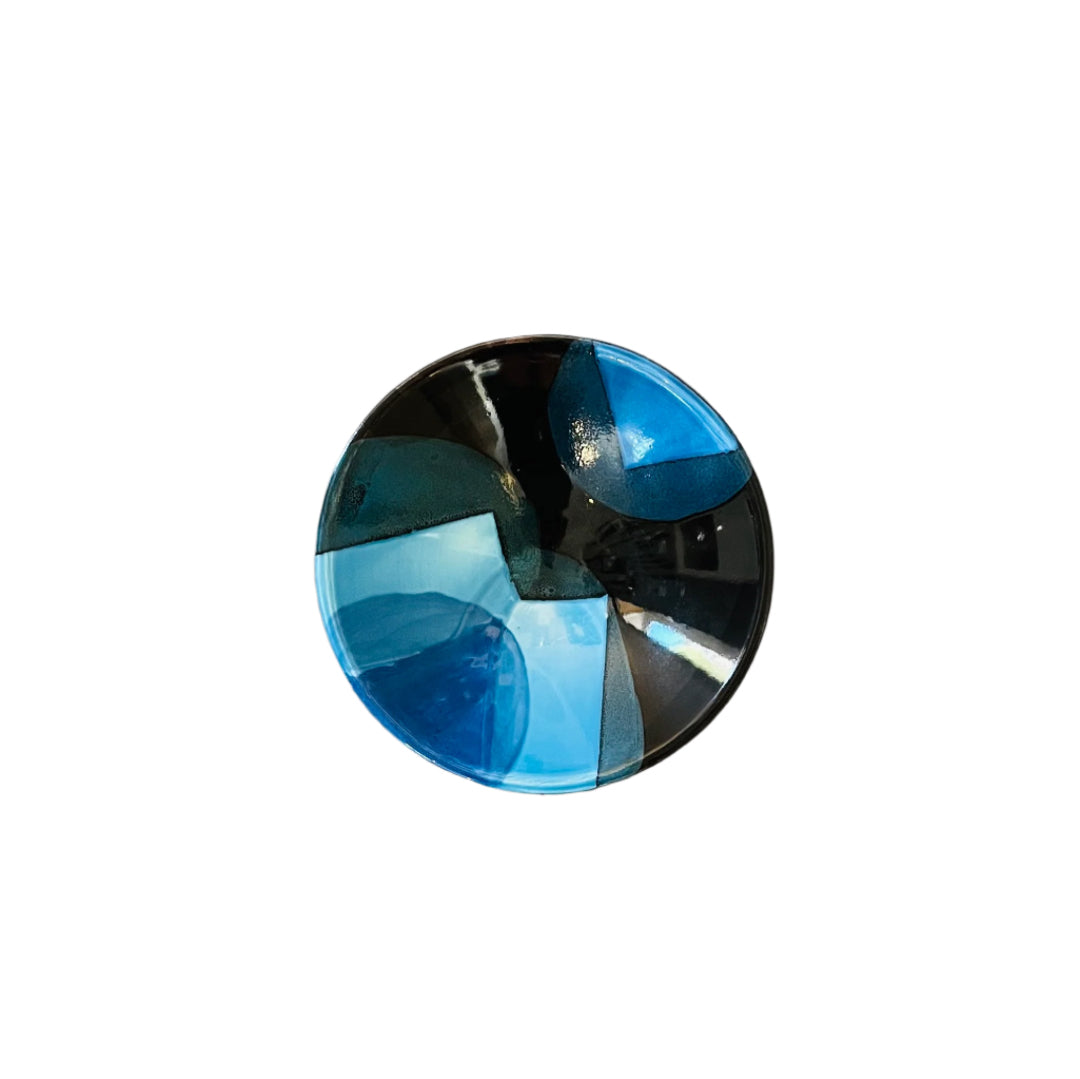 Small Shallow Bowl | Blue & Black Splash
