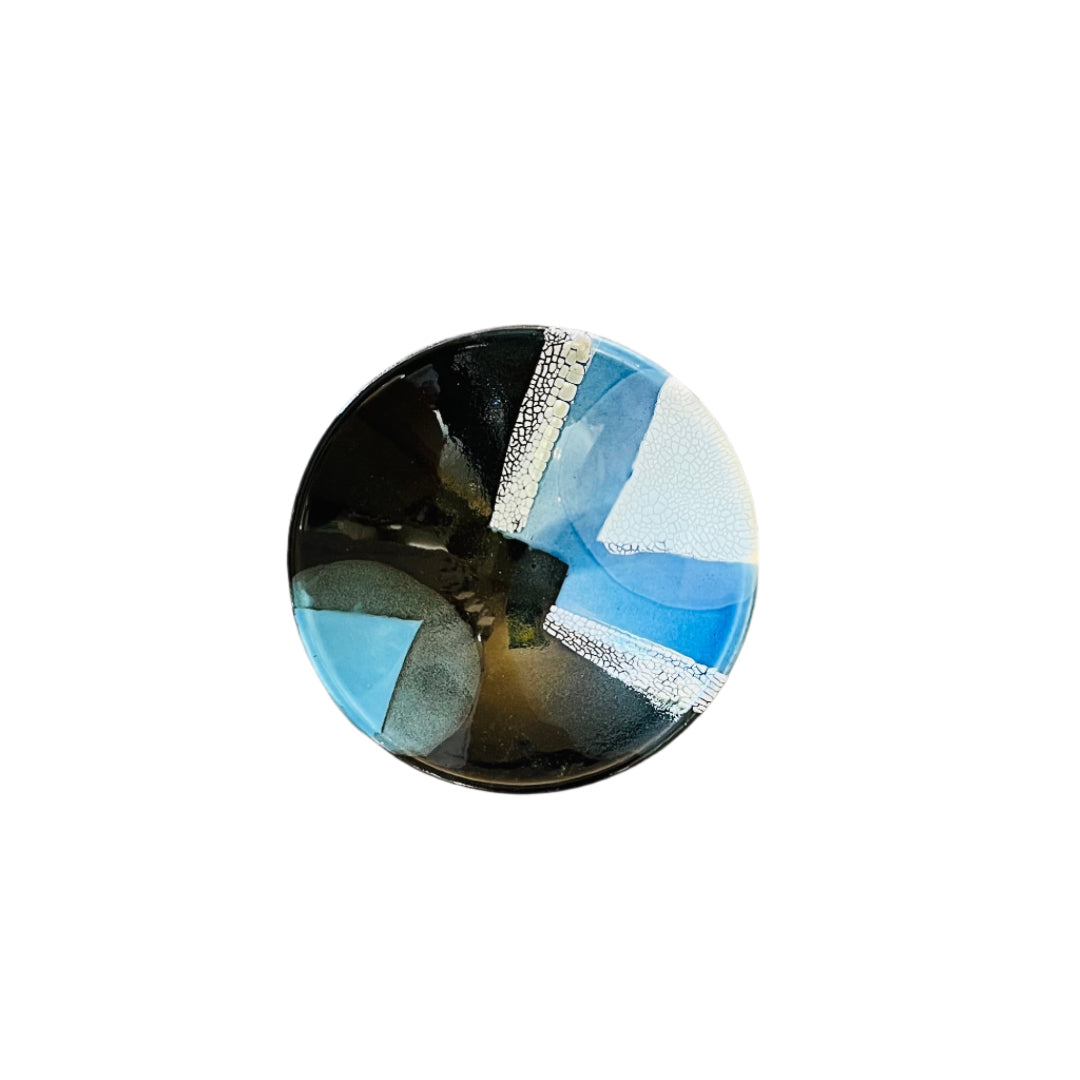 Small Shallow Bowl | Blue & White Splash