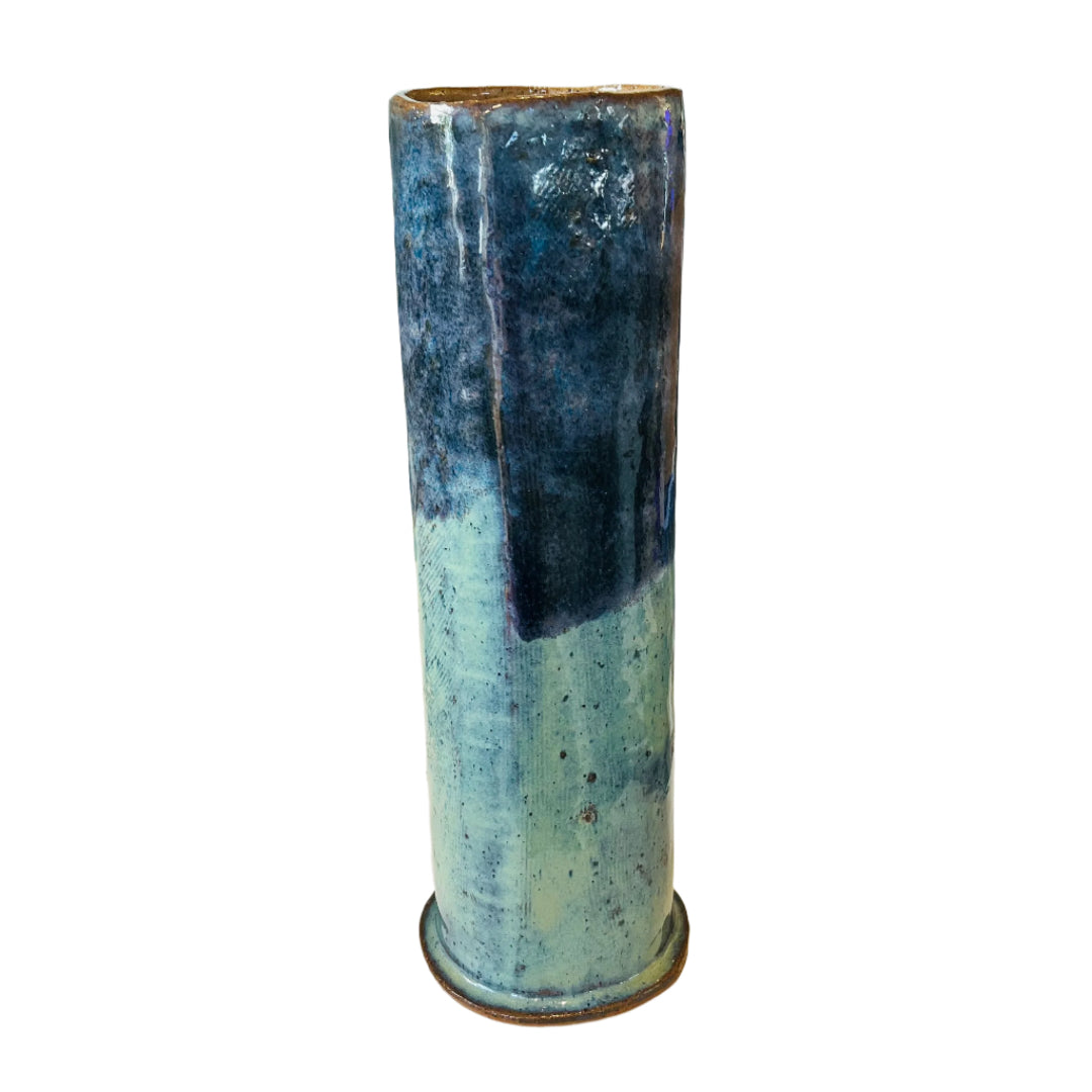 Ceramic Flower Tower Vase | Two Tone Blue