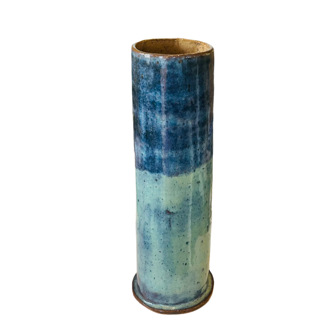 Ceramic Flower Tower Vase | Two Tone Blue