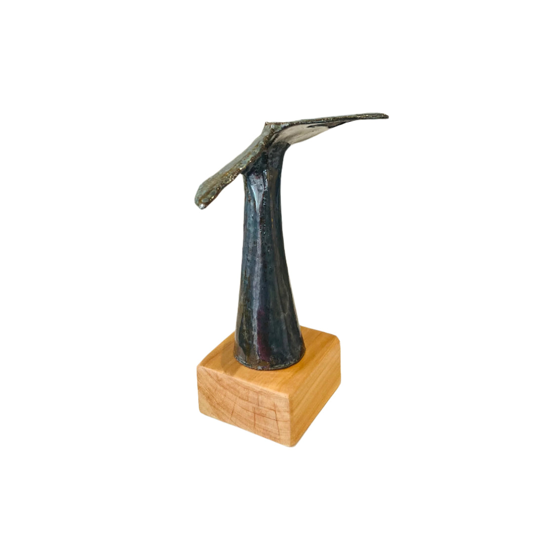 Ceramic Whale Tail Sculpture | Dark Grey