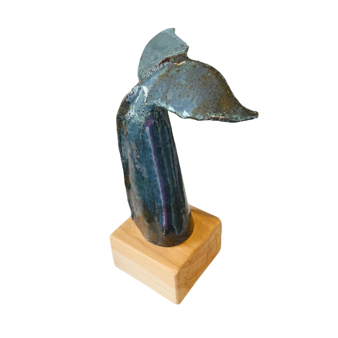 Ceramic Whale Tail Sculpture | Dark Grey