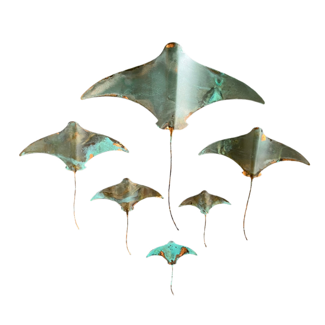 Individual Copper Stingrays by Great Barrier sculptor Daniel Wright
