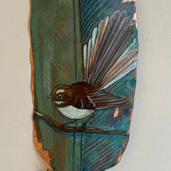 Fantail On Copper Feather