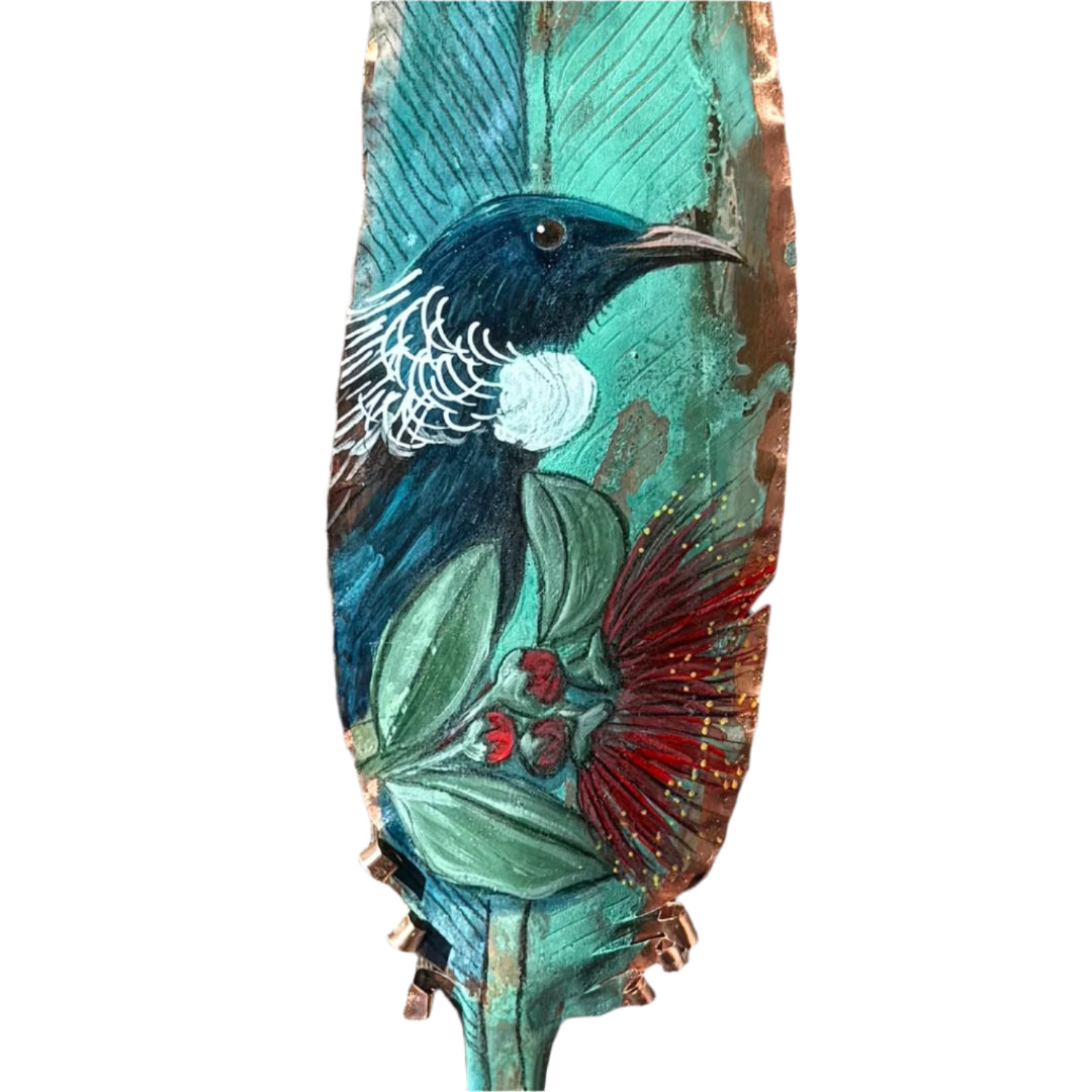 Copper Feather | Pohutakawa Tui Looking Right