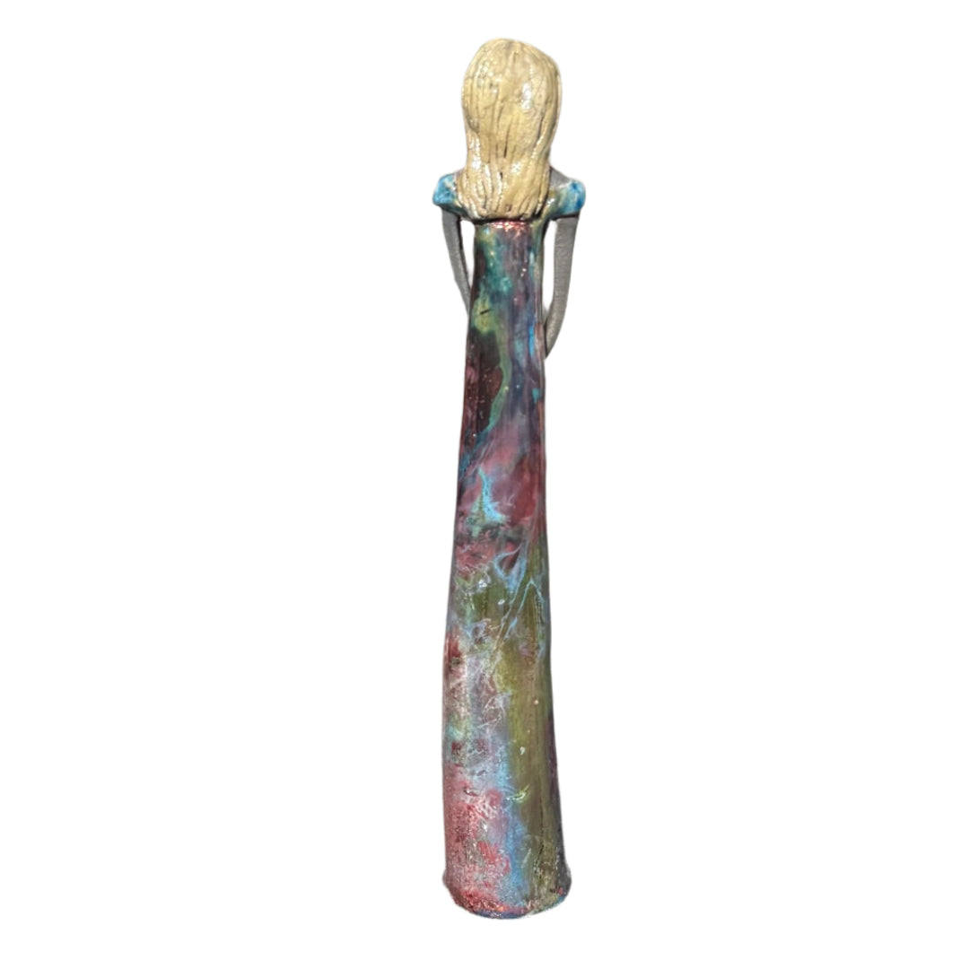 Lady In Black Clay | Coppery Blue Glaze With Posy