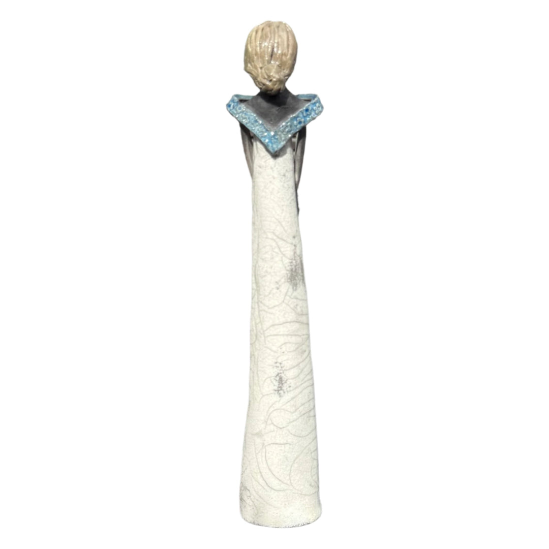 Lady In Black Clay | White With Blue Collar & Posy