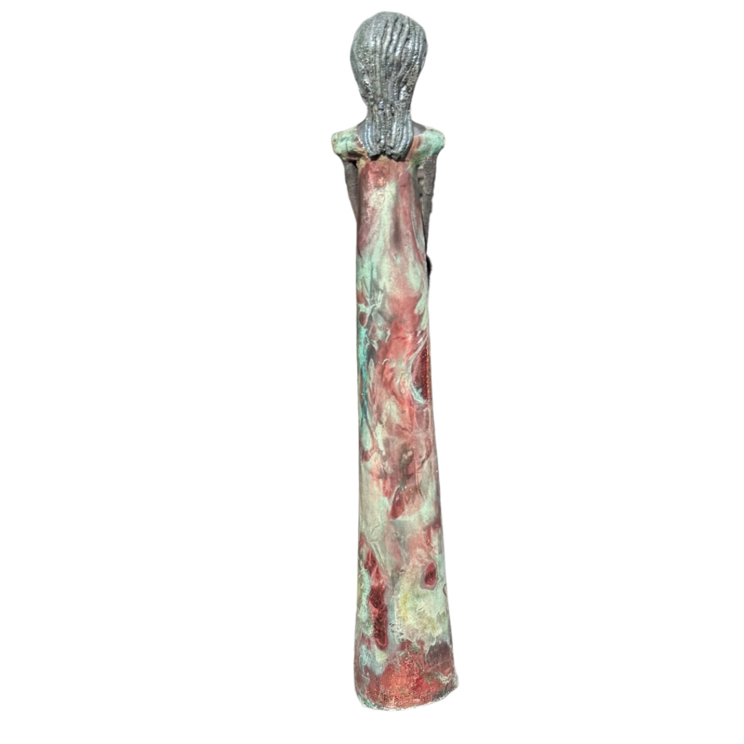Lady In Black Clay | Coppery Green Glaze With Posy