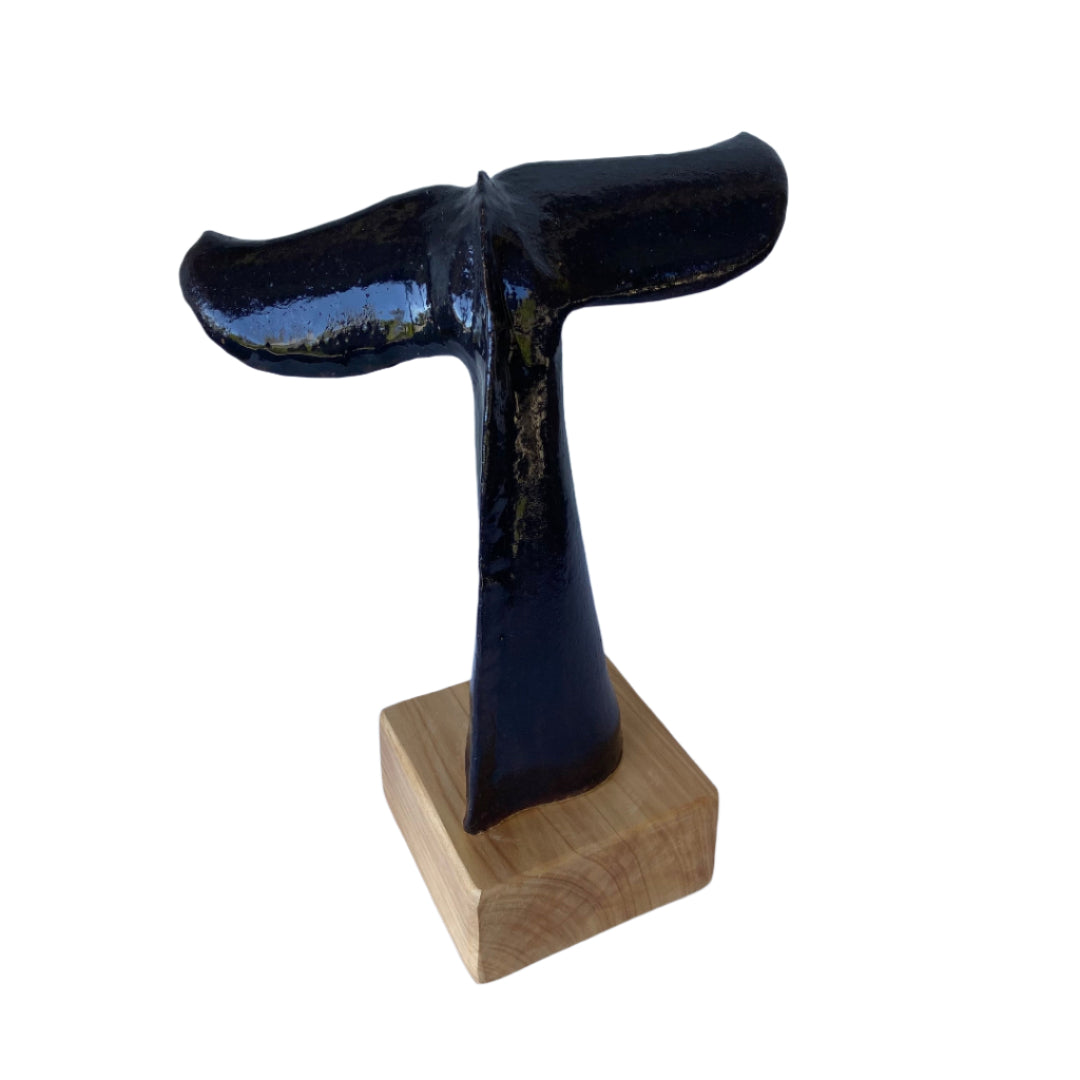Ceramic Whale Tail Sculpture | Black