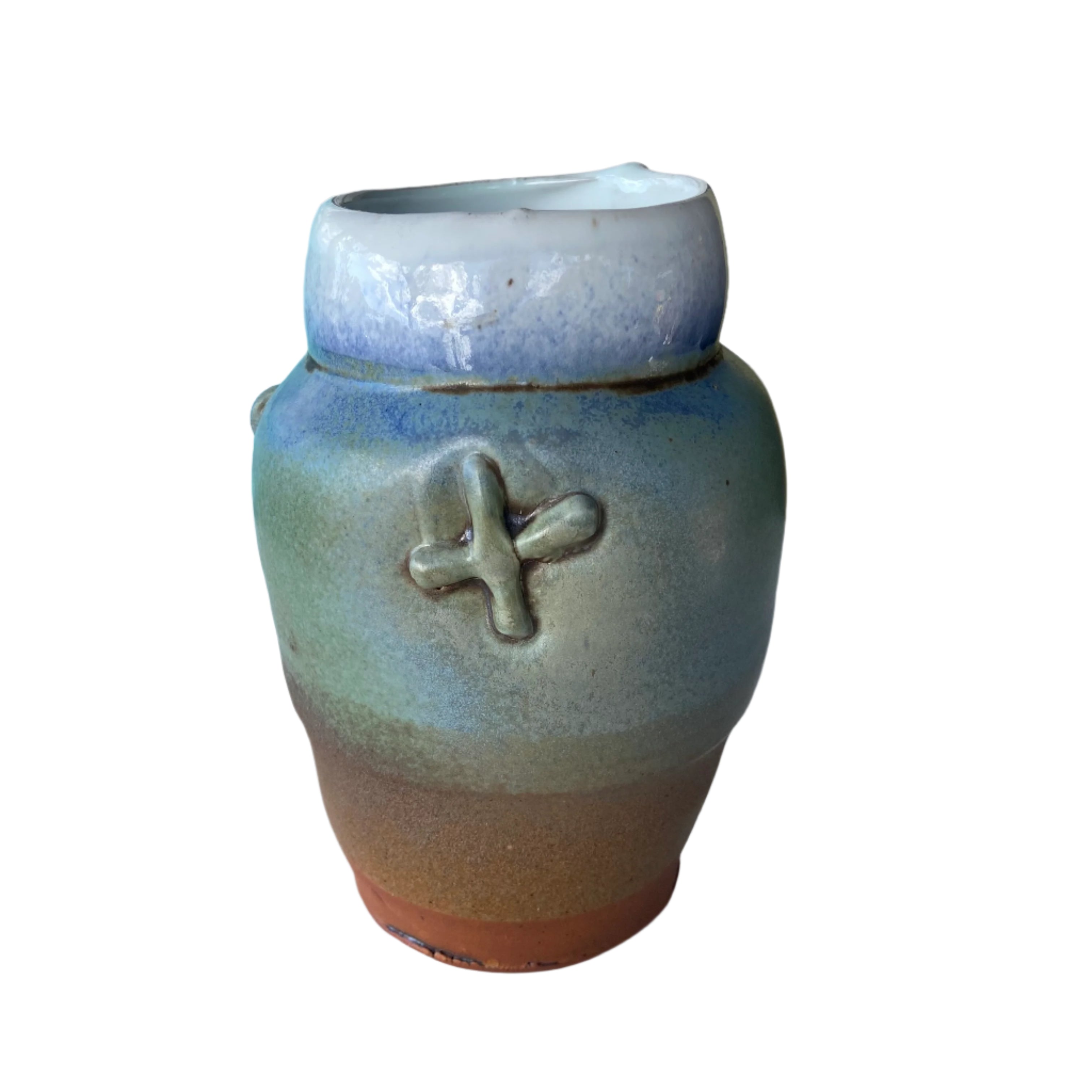 Green Vase with Brown Base