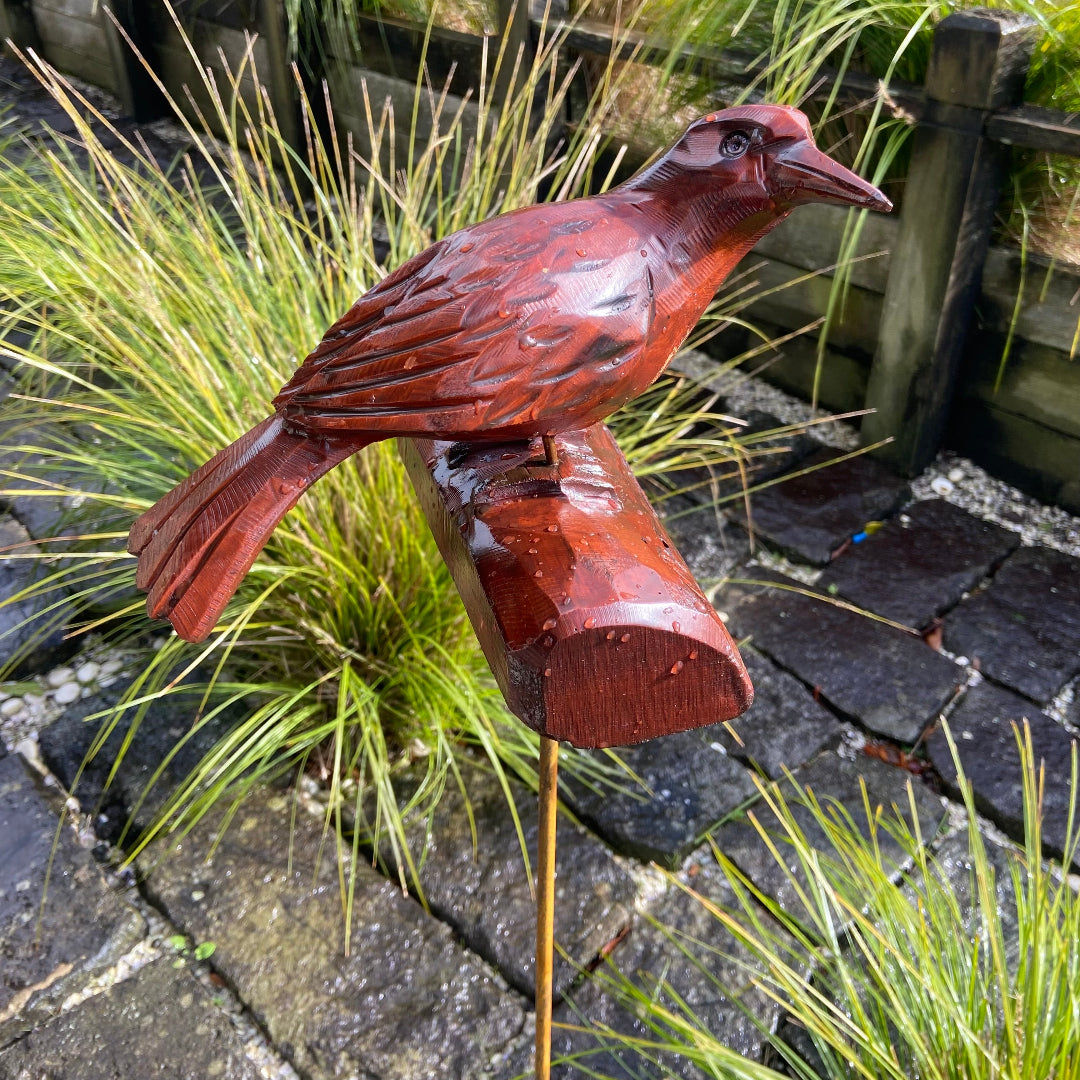 Totara Kingfisher on Rod | Garden Sculpture