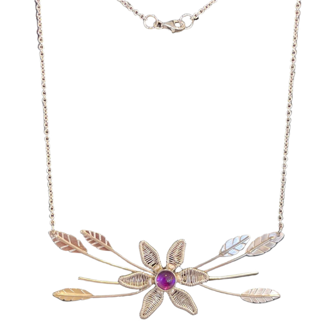 Sterling Silver Flower with Amethyst