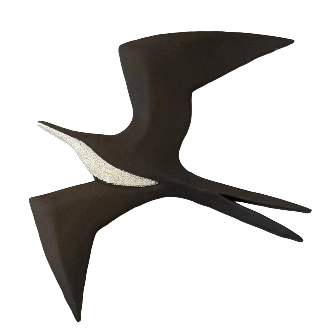 Terracotta Frigate Bird wall art in black & white on a white surface