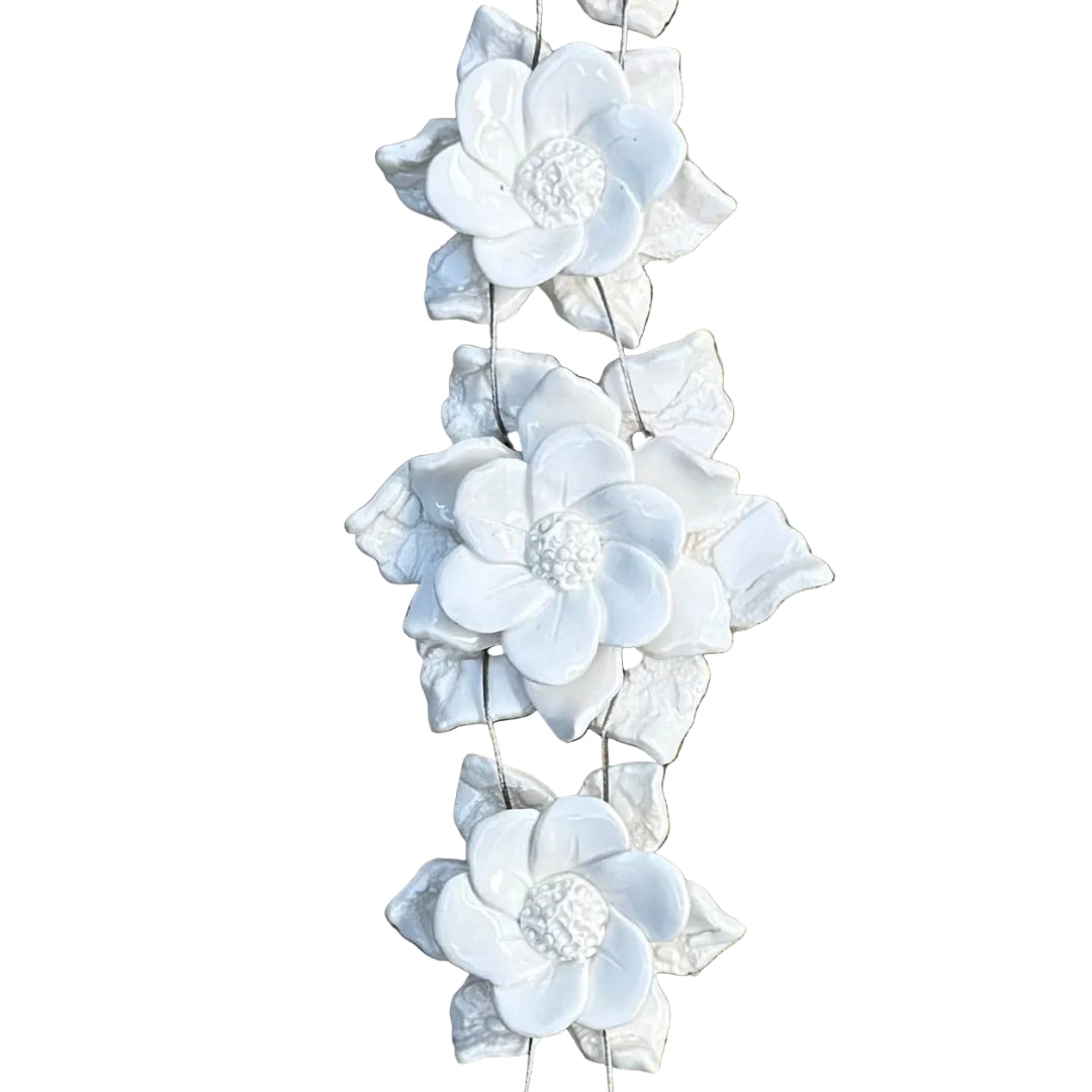 Vertical Flower Wall Hanging | White