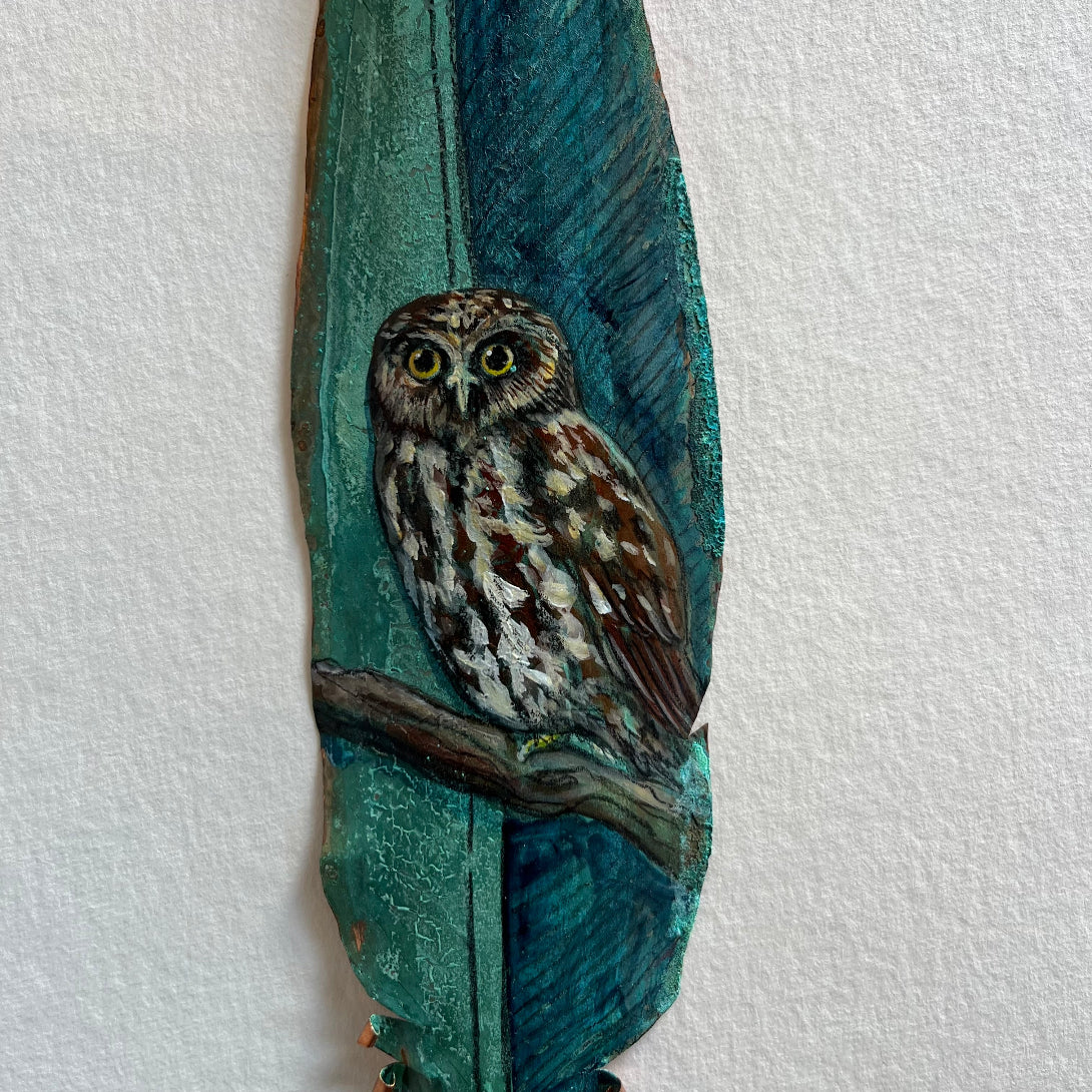 Copper Feather | Ruru On Branch