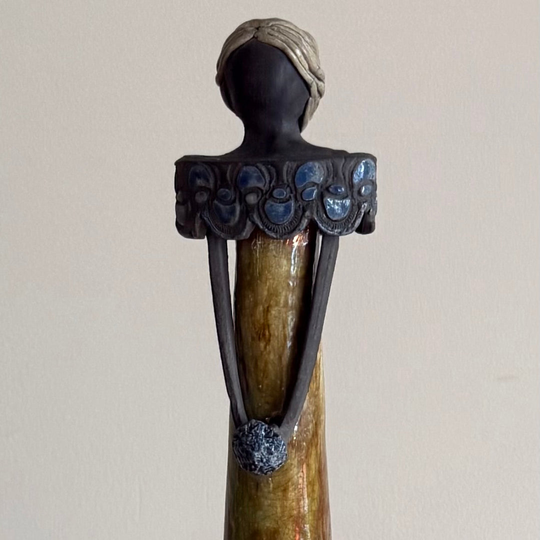 Tall Ceramic Lady | Coppery Dress | Blue Collar & Posy