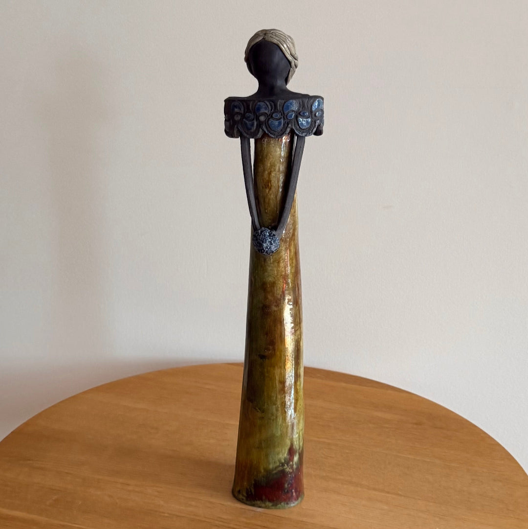 Tall Ceramic Lady | Coppery Dress | Blue Collar & Posy