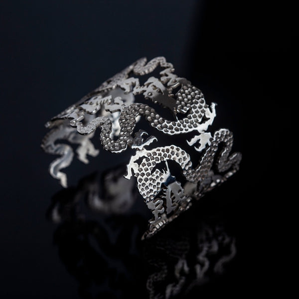 RYU Benevolent Dragon Silver Cuff Bangle