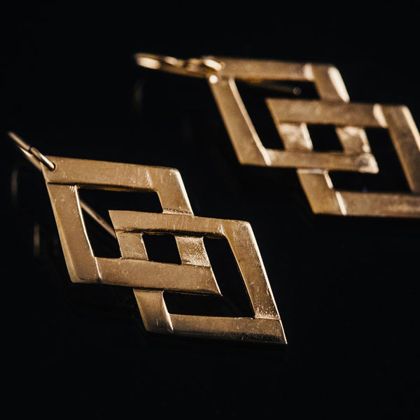 Double Diamond 14ct Gold Plate Hook Earrings