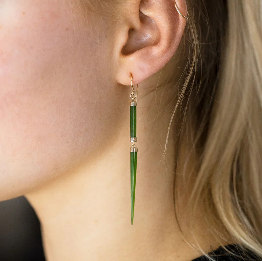 Pounamu Odyssey Earrings | 14ct Gold