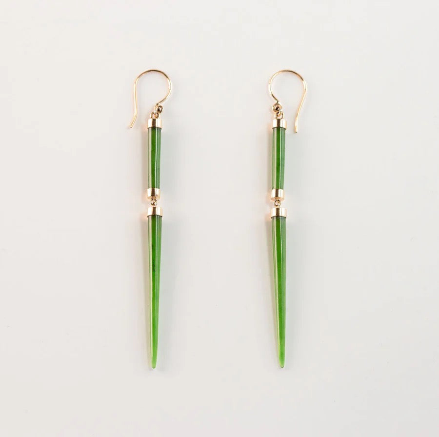 Pounamu Odyssey Earrings | 14ct Gold