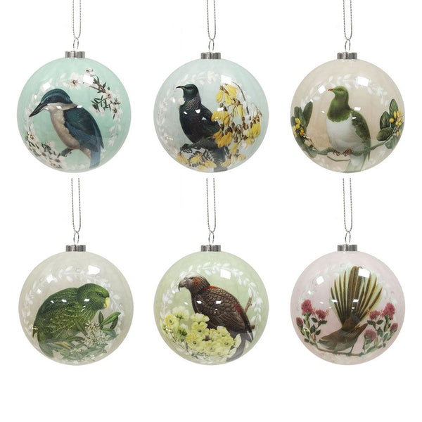 Native Bird Christmas Baubles Boxed Set