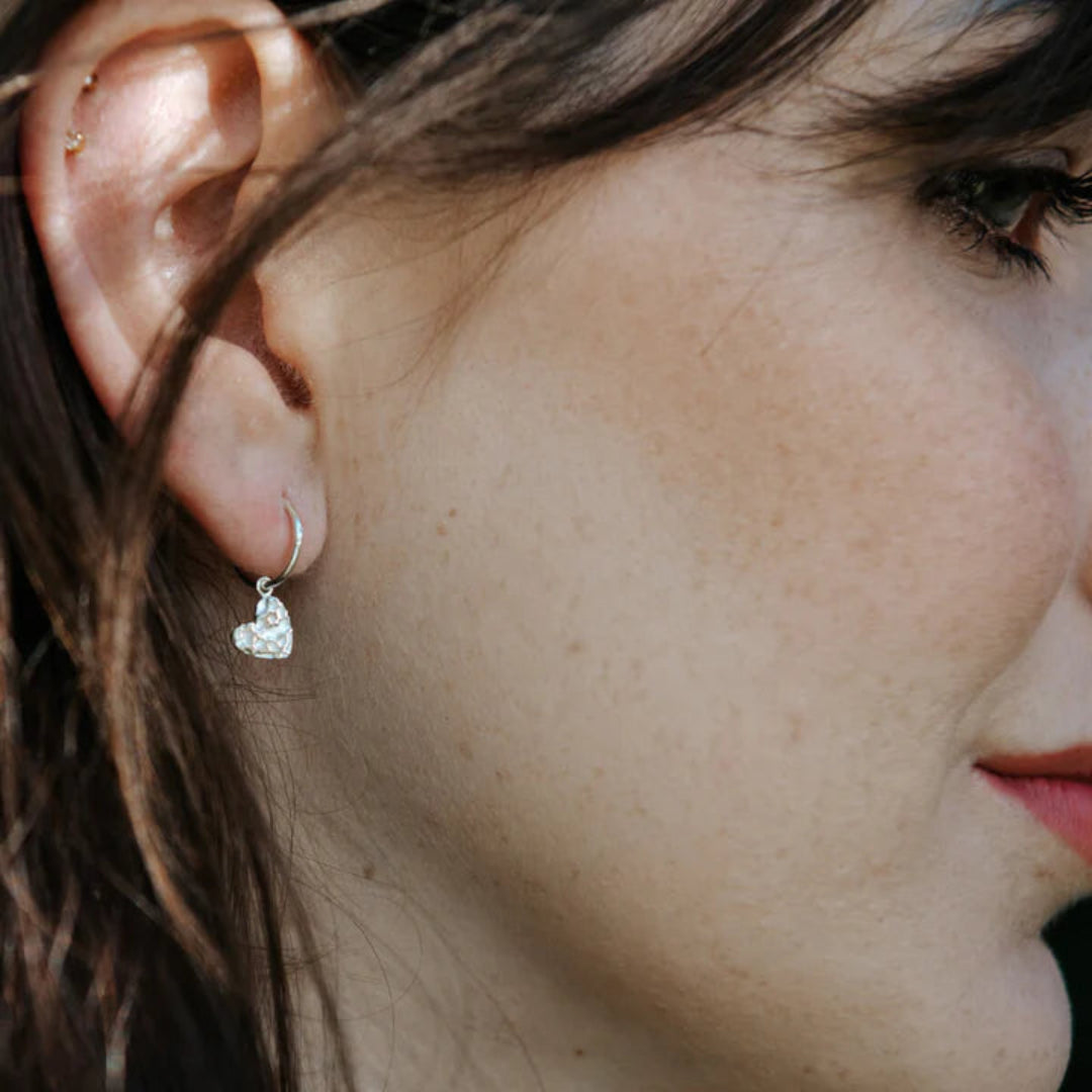 Silver Lace Mini Hearts Earrings