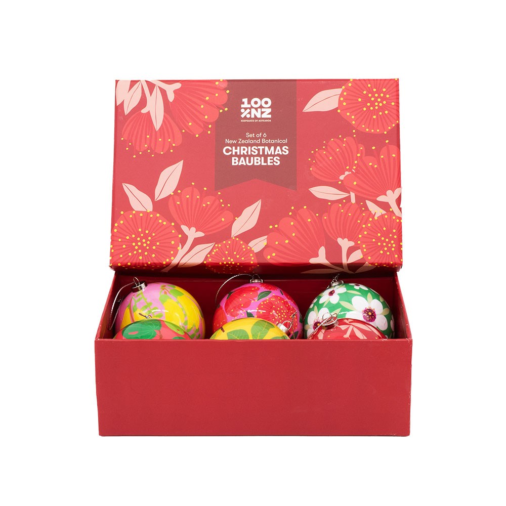 Bright Native Flowers Christmas Baubles | Boxed Set Of 6